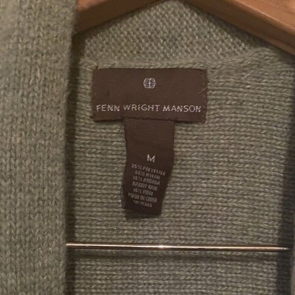 Fenn Wright Manson Womens Open Front Cardigan Sweater Green Short Sleeve Medium - Picture 2 of 5